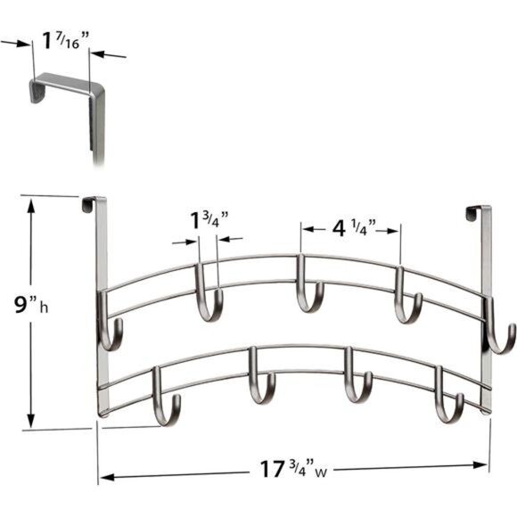 Over Door Hooks Rack - 9 Hook Over Door Hanger - Over Door Towel Rack - Picture 4 of 5